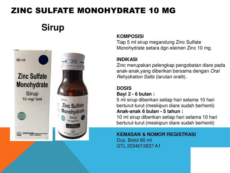 ZINC SULFATE MONOHYDRATE 10MG Syrup_NOVAPHARIN