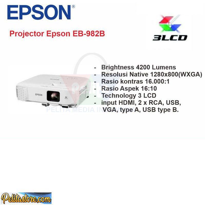 Projector Epson EB982W WXGA 3LCD 4200 Lumens