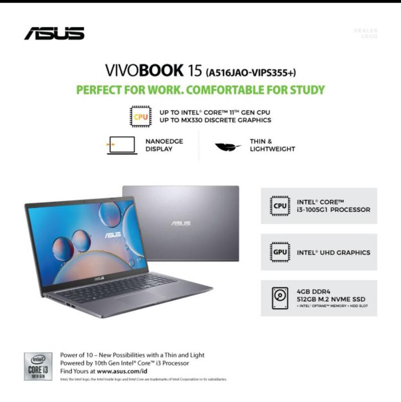 LAPTOP ASUS A516JAO-VIPS355+ GREY