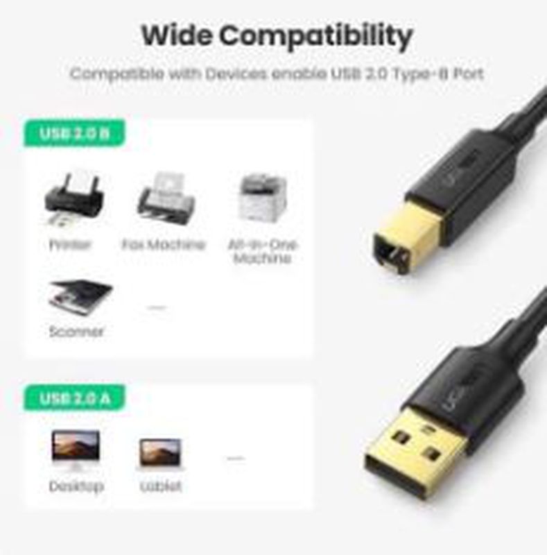 USB 2.0 A Printer Cable 5m UGREEN