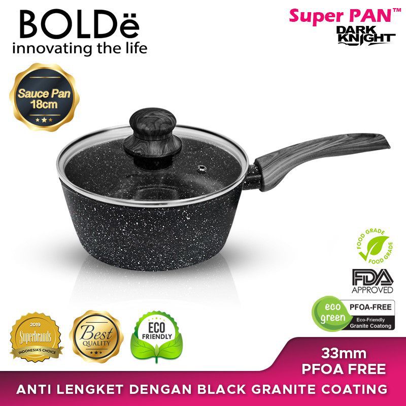 BOLDe Super PAN - Sauce PAN 18 cm + glass lid Black Dark Knight