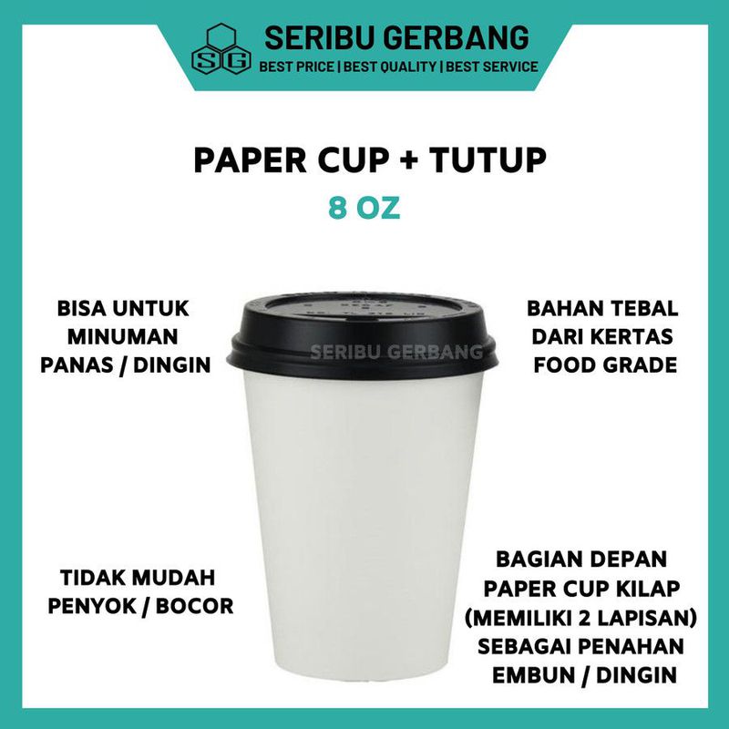 PAPER CUP 8 OZ+LOGO+LID
