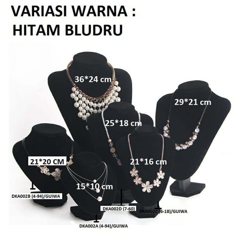 Display Mannequins Neck Bludru Hitam 21 X 16