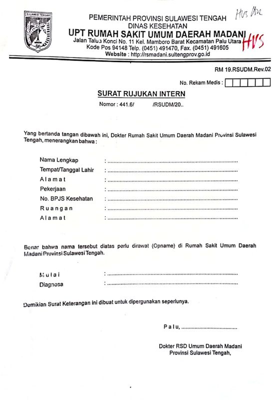CETAKAN FORMULIR SURAT RUJUKAN INTERN