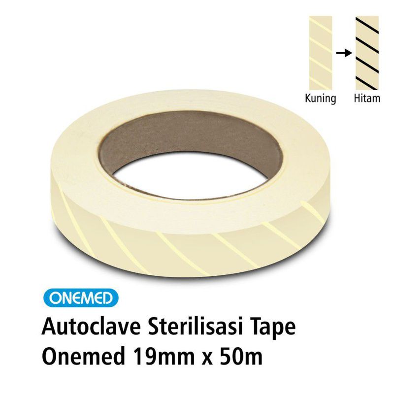 Autoclave Tape Indicator Steam Sterilisasi Onemed 19 mm x 50 mm Roll