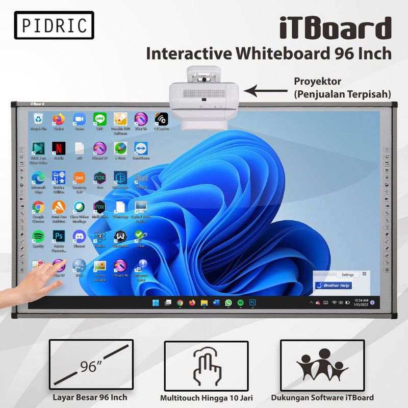 Papan Tulis Interaktif iTBoard 96 inch Interactive Smartboard-dengan Tray