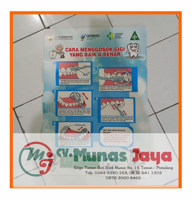 POSTER CARA MENGGOSOK GIGI YANG BAIK DAN BENAR UKURAN 50X70 CM