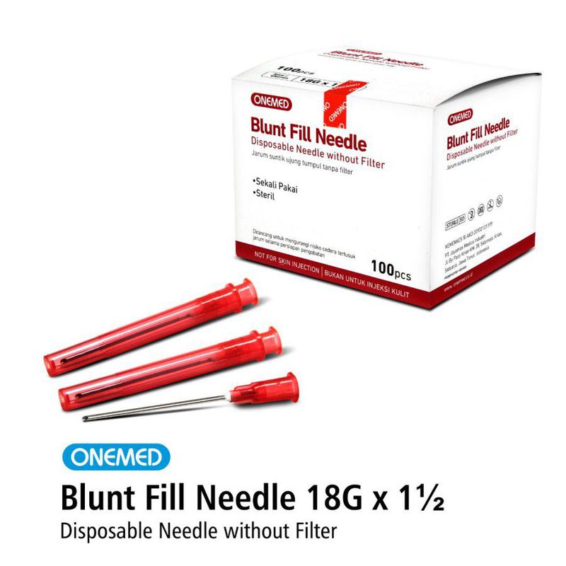 Blunt Fill Needle 18Gx1.5inch Without Filter Jarum Tumpul OneMed