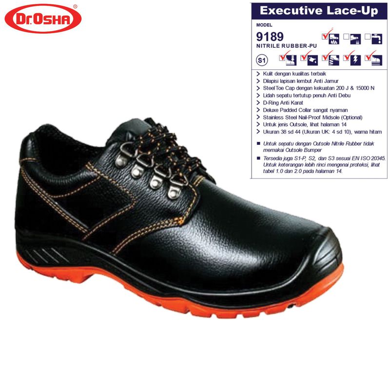 Dr Osha Safety Shoes Executive Lace Up PU Rubber 9189