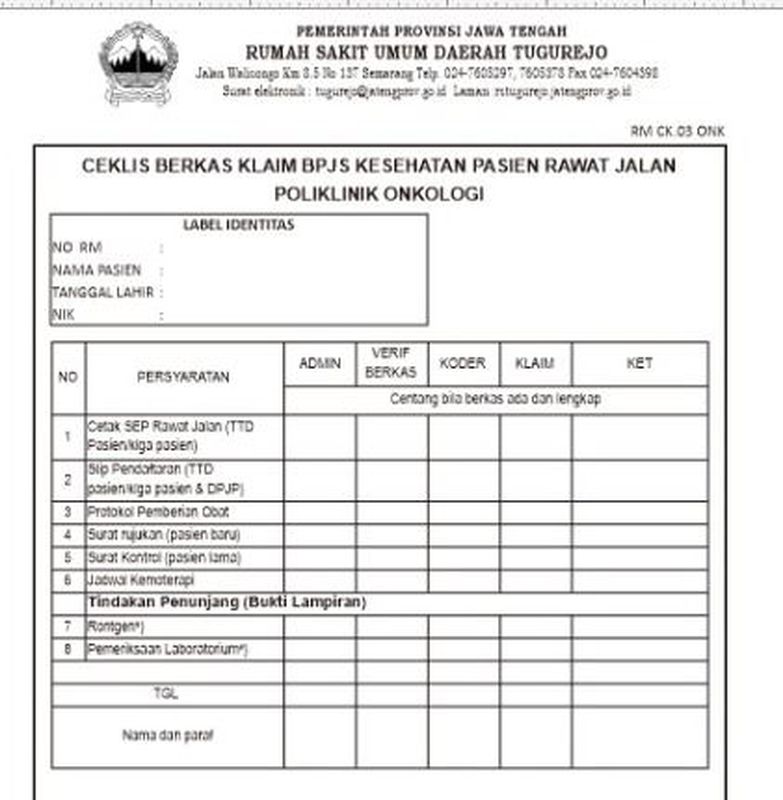 RM CK.03 ONK (CHECKLIST KLAIM POLI ONKOLOGI)