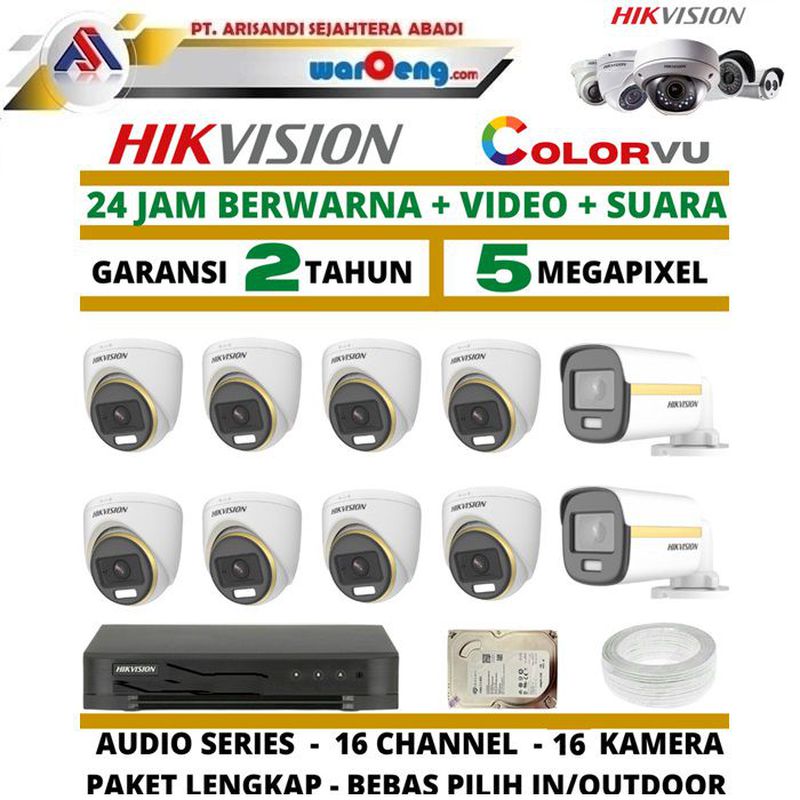 Paket CCTV full HIKVISION 16 Channel 16 Camera HIKVISION Audio series bisa Record Suara