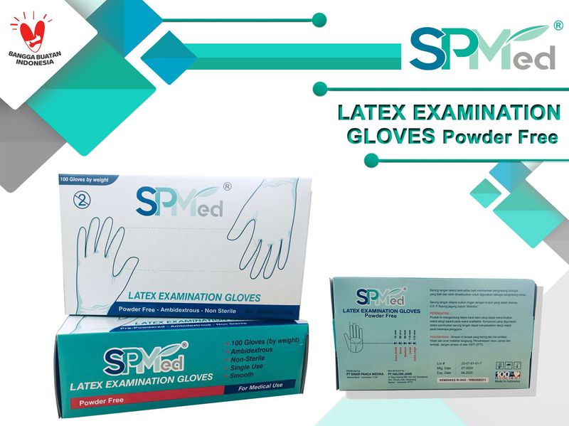 SPMed Latex Examination Gloves Powder Free - L