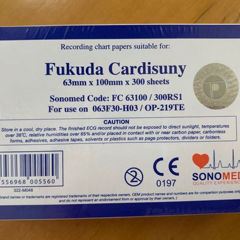 Kertas EKG ECG Fukuda 63mm X 100mm X 300 Lembar SONOMED 063F30 H03