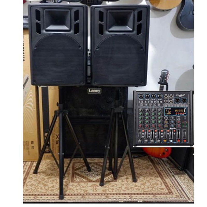 Sound sistem Ruangan (Speaker aktif+stand dan mixer)