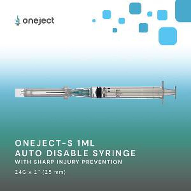 OnejectS Auto Disable Syringe with Sharp Injury Prevention (Smart
