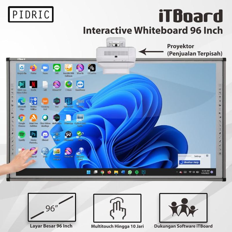 Papan Tulis Interaktif iTBoard 96 Inch Interactive Smartboard
