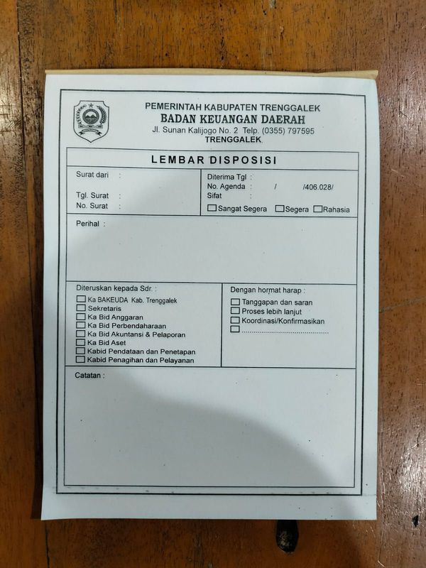 Blanko Disposisi 1/2 Folio Rangkap 2