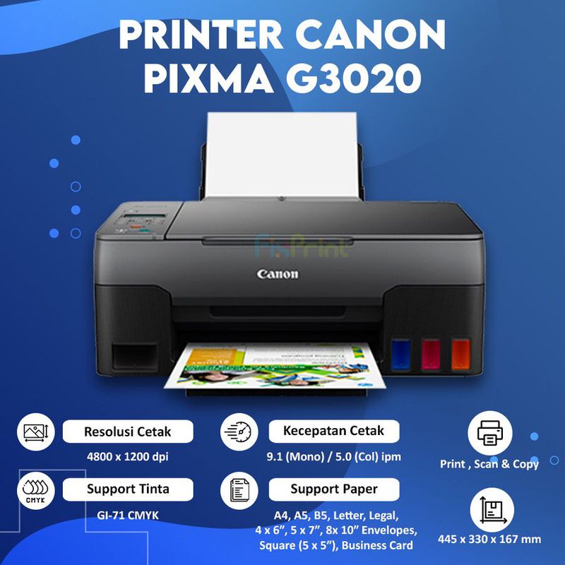 Printer Canon Ink Tank G3020 Print Scan Copy AiO WiFi