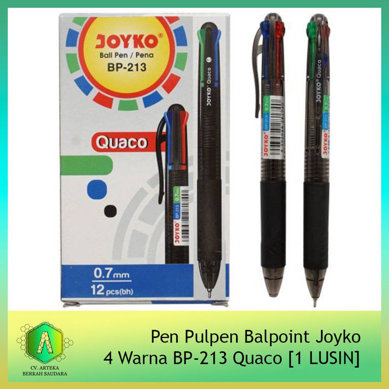 Pen Pulpen Balpoint Joyko 4 Warna BP-213 Quaco [1 LUSIN]