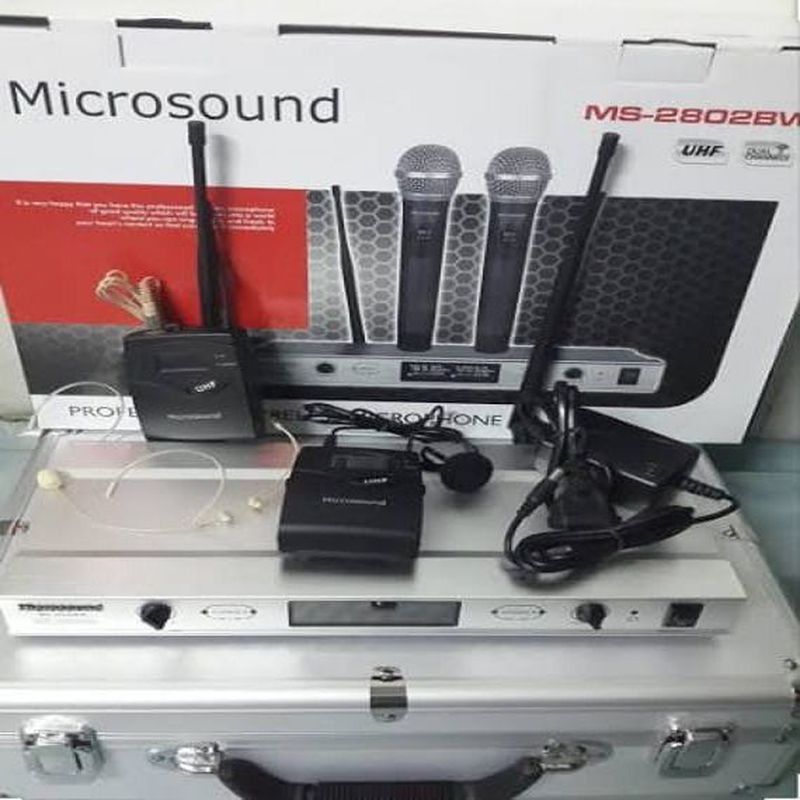 Mic Wireless Clip on + Headset Microsound MS-2802BW