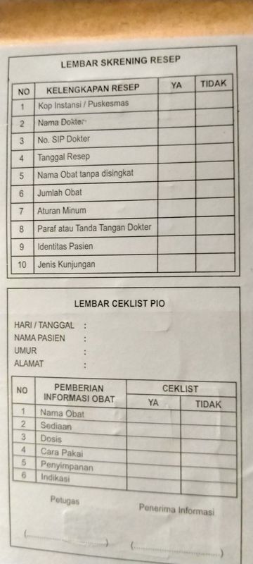 Lembar Sekrening Resep Puskesmas Kerambitan 1