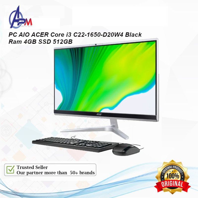 PC AIO ACER Core i3 C221650D20W4 Black 4GB DDR4 SSD 512GB