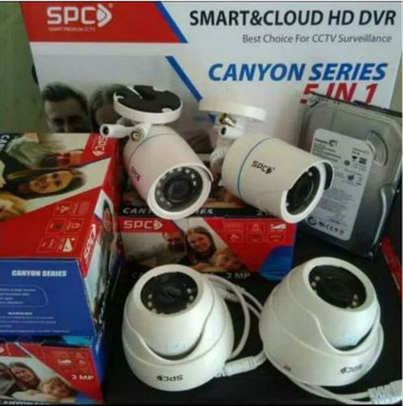 Paket komplit CCTV TKDN 47% (4 kamera 2MP SPC) + Monitor