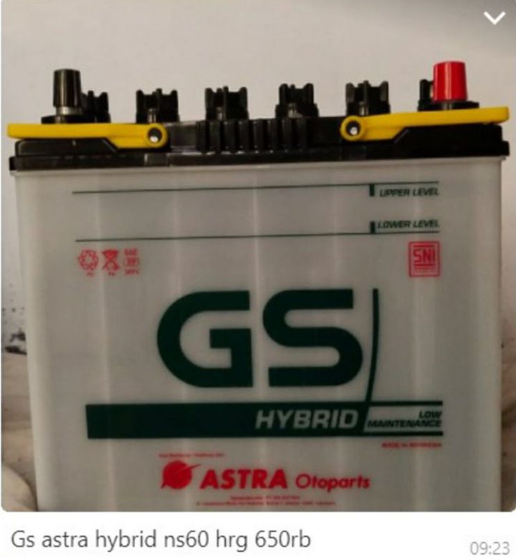 Perlengkapan dan suku cadang mobil Accu Merk GS