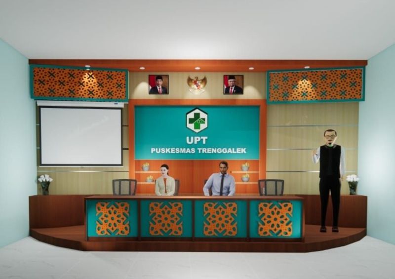 Dekorasi aula/meetingroom backdrop, panggung, meja