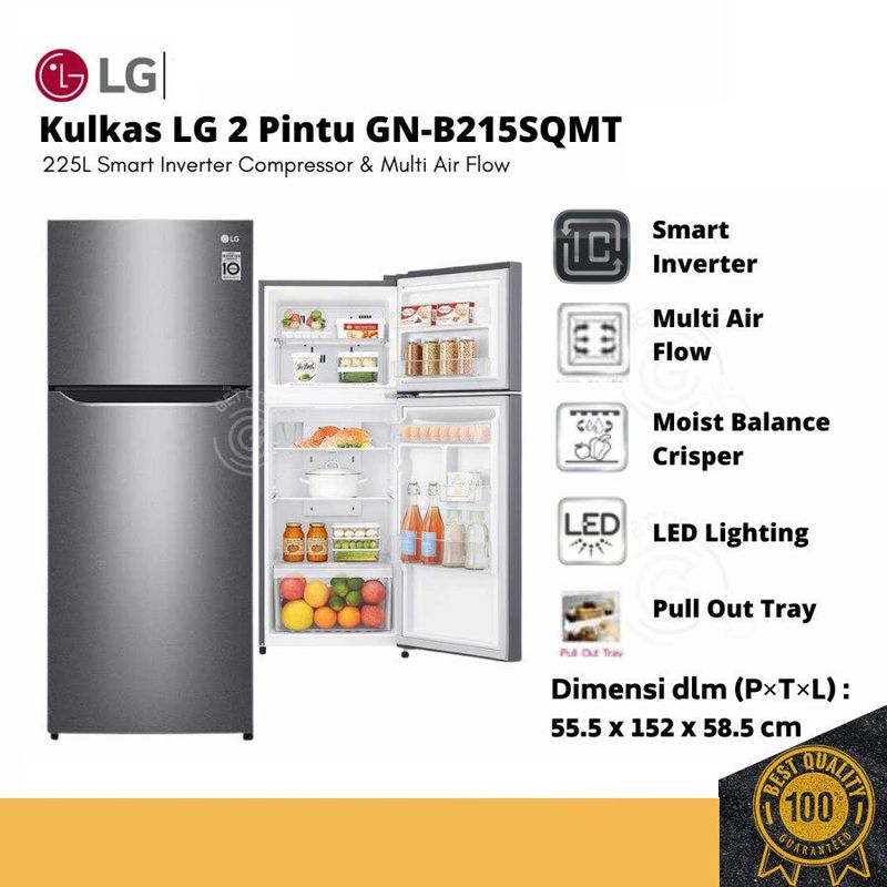 Kulkas LG 2 Pintu Smart Inventer GN-B215SQMT