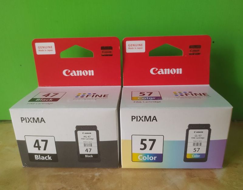 cartridge canon e400 e410 hitam dan warna 47 & 57