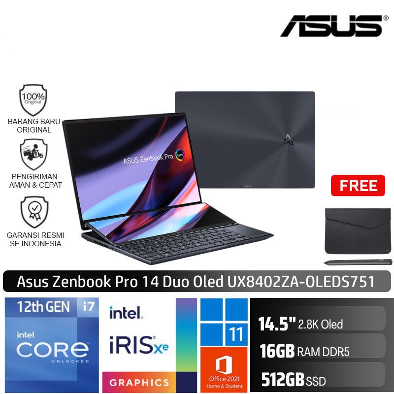protezione dello schermo 2x per ASUS ZenBook Pro 14 Duo OLED UX8402 - protezione dello schermo cristallina