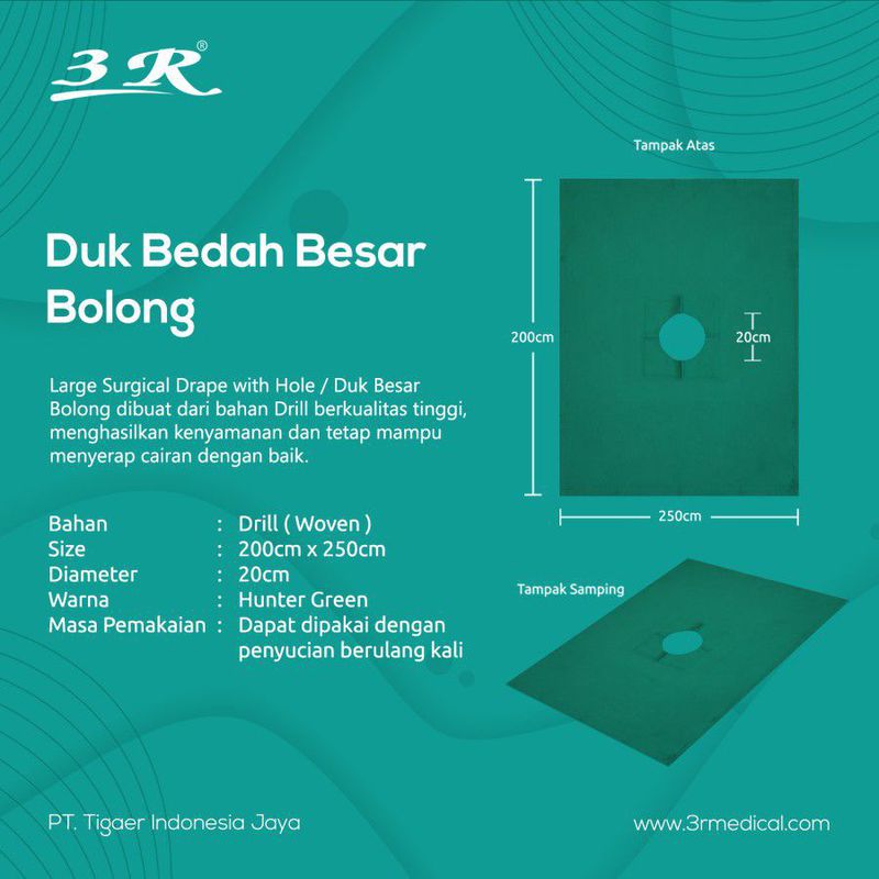 LARGE SURGICAL DRAPE WITH HOLE DUK BEDAH BESAR BOLONG 100x100 D10 Cm