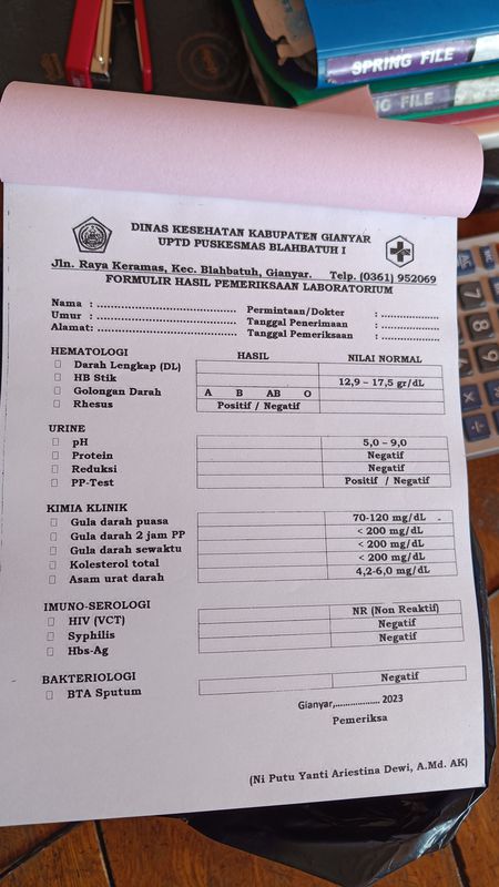 formulir hasil pemeriksaan lab