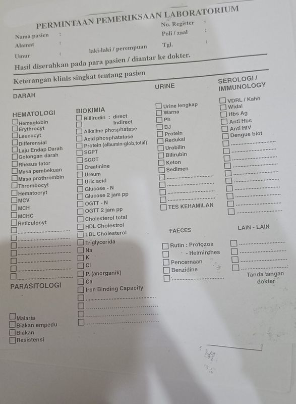 cetak permintaan pemeriksaan laboratorium