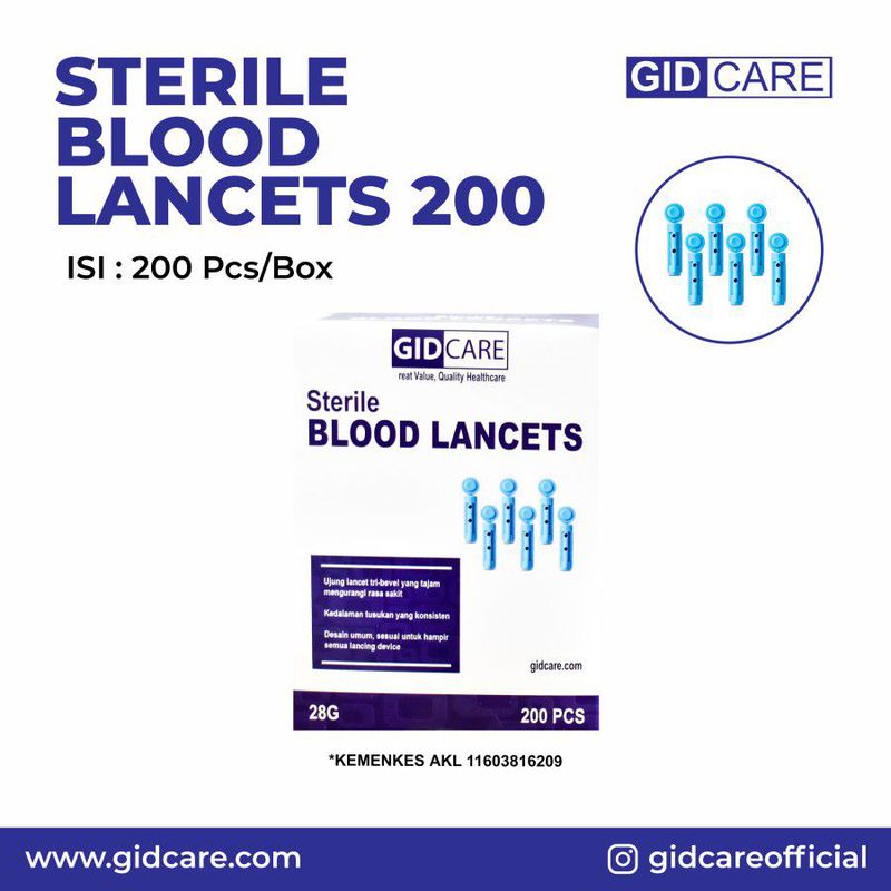 GIDCARE STERILE BLOOD LANCET SINGLE USE 28G