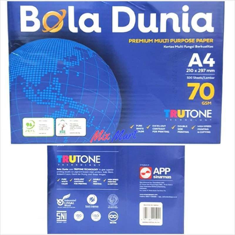 Kertas A4 Bola Dunia 70 Gr