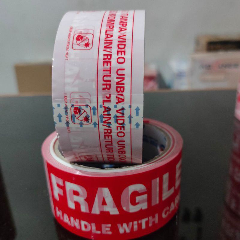 Lakban Fragile Merah Putih Inch Yard