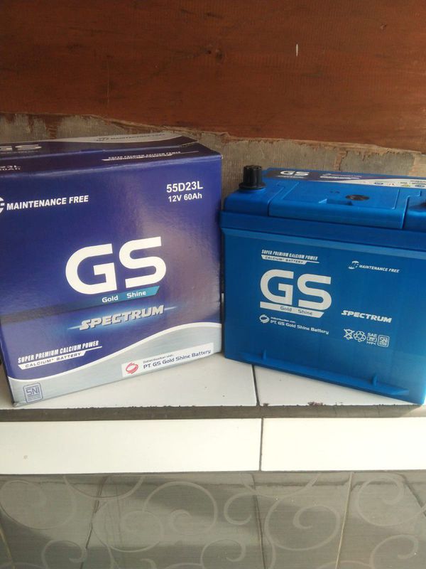 Aki mobil / battery GS MF type 55D23L 12v-60Ah Accu kering