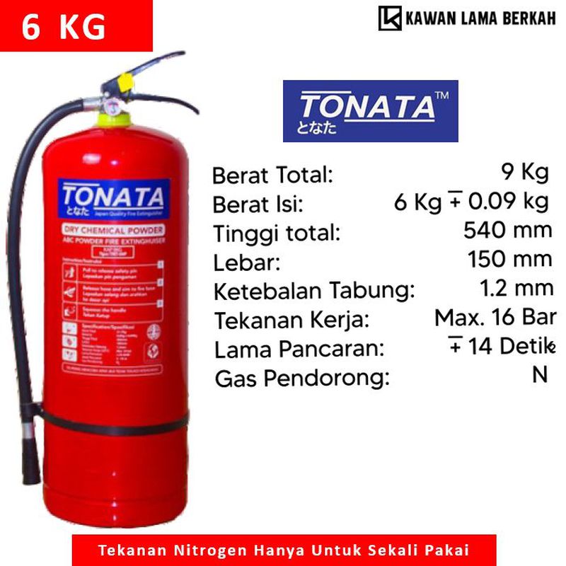 Tonata Abc Powder Apar 6 Kg Set Komplit Alat Pemadam Kebakaran Ringan