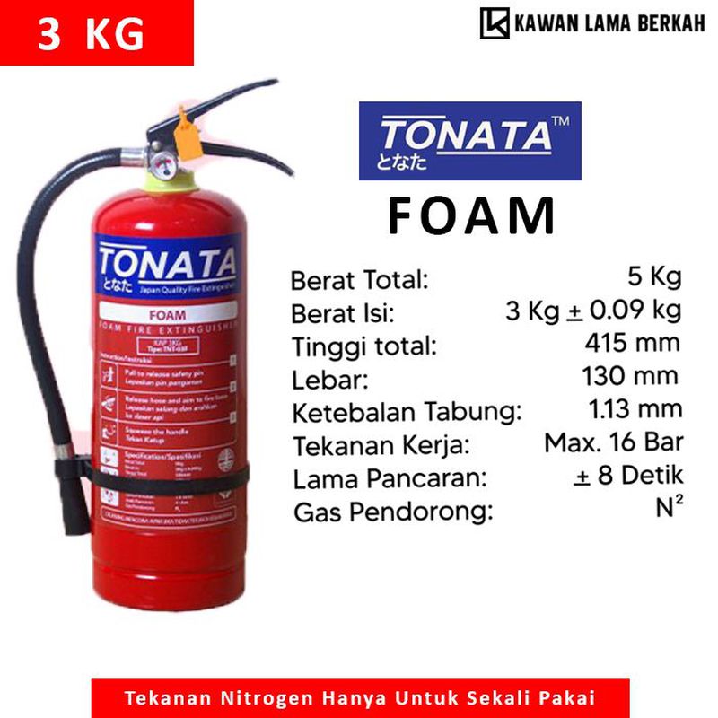 TONATA ABC Powder APAR 3KG FOAM, ALAT PEMADAM KEBAKARAN RINGAN