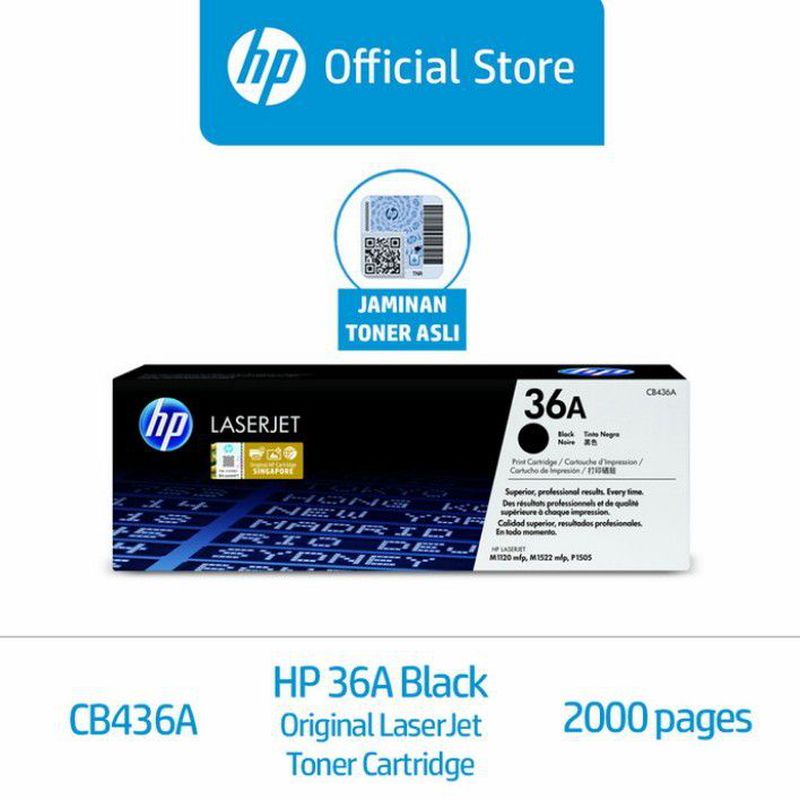 HP 36A Black Original LaserJet Toner Cartridge (CB436A)