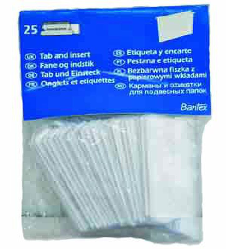 BANTEX SUSPENSION FILES TAB INSERT 25 PCS 3490