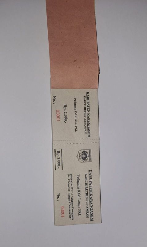 KARCIS RETRIBUSI SAMPAH