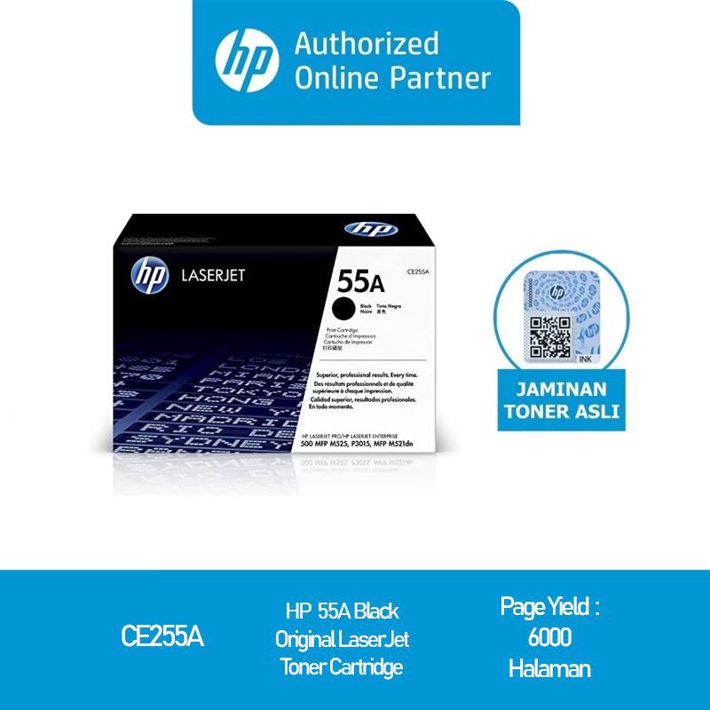 HP 55A Black Original LaserJet Toner Cartridge ( CE255A )