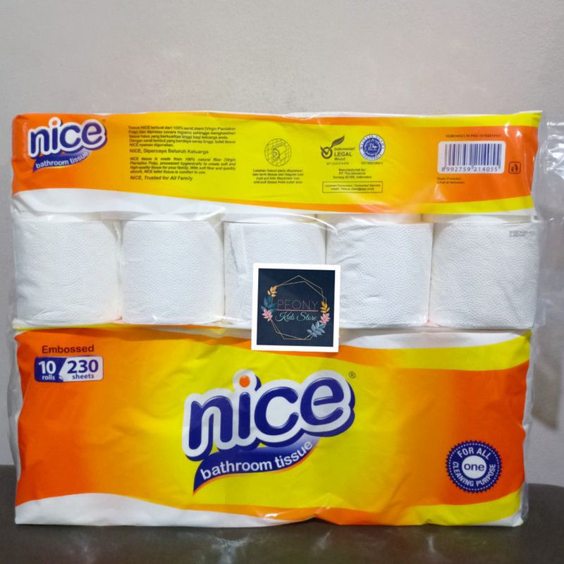 Nice Tissu Toilet 10roll core emboss/tisu gulung WC 10 roll embose