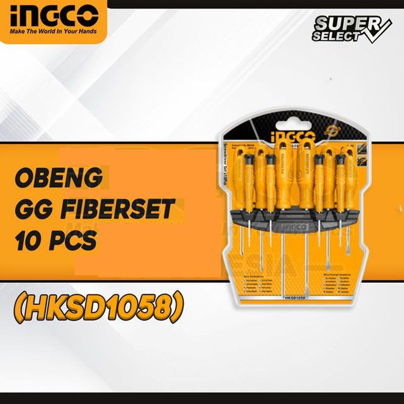 Obeng set / Gagang Fiber Set 10 Pcs INGCO HKSD1058