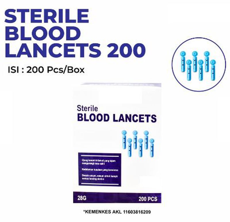 Blood Lancet Single Use / Jarum Lancet Biru 28G isi 200pcs / GIDCARE