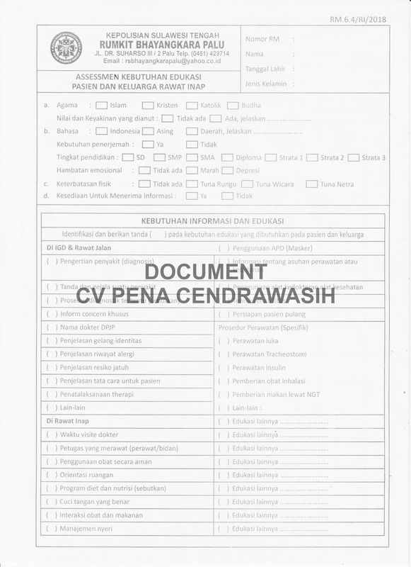 RM 6.4/RI/ASSESMENT KEBUTUHAN EDUKASI PASIEN DAN KELUARGA