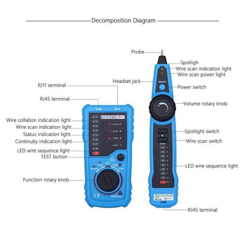 AideTek Network Wire Tracker RJ45 LAN Cable Tester Locator FWT-11